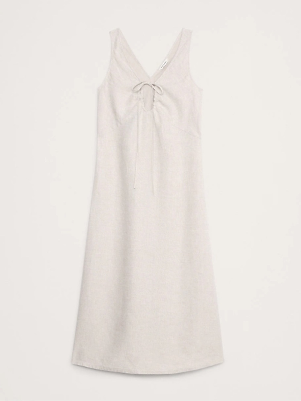 Banana Republic cream linen keyhole midi dress bohemian tan NWOT LG